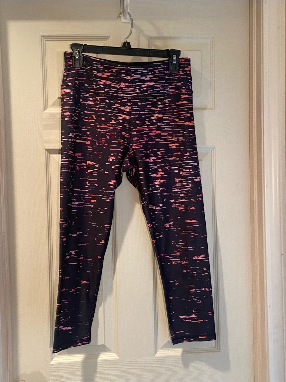 RBX Black Leggings with Pink and Coral Print
